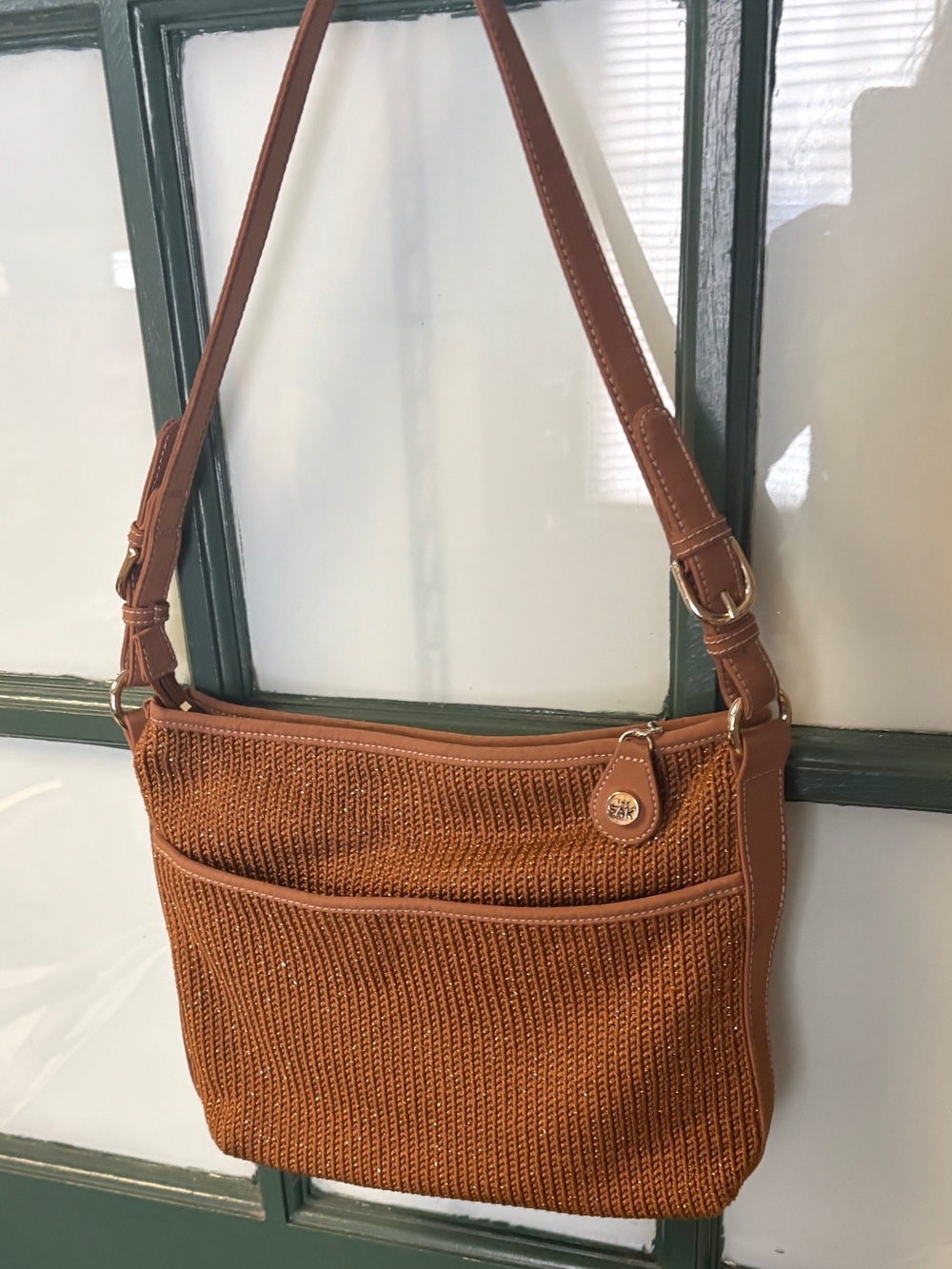 The Sak Cognac Woven Shoulder Bag